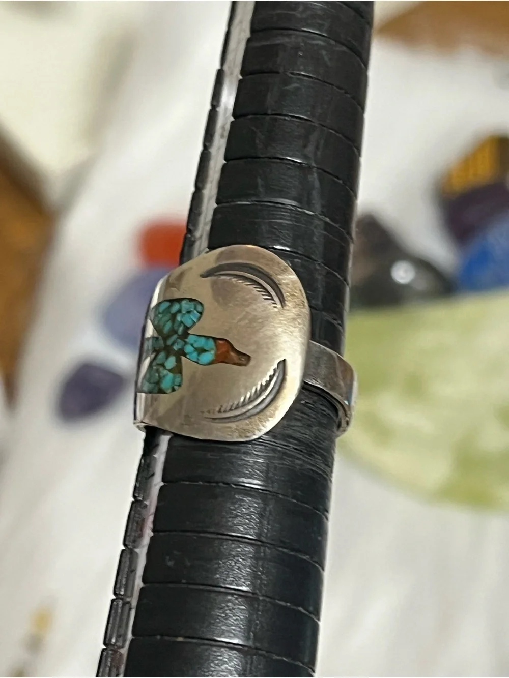 Navajo Style Thunderbird Spoon Ring